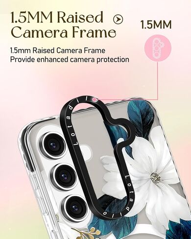 Cute Case for Samsung Galaxy S25 Ultra for Women Girls - Funny Blue Flower Design Compatible with Magsafe Magnetic Ring Holder Kickstand Fashion TPU Phone Covers in Kuwait