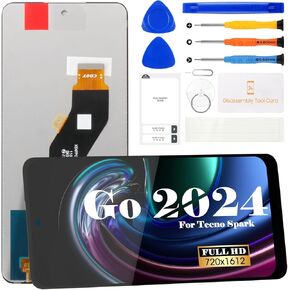 for Tecno Spark Go 2024 BG6 Screen Replacement for Tecno Spark Go 2024 LCD Display Touch Screen Digitizer Assembly with Repair Kits(Black,Without Frame)