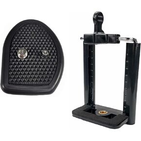 27mm Tripod Quick Release Plate for Amazon Basics 50 Inch Tripod, TG-50TR, TG-5060TR, Vivitar, Sunpak + Cell Phone Tripod Mount Adapter, Compatible with iPhone Smartphone Camera Stand
