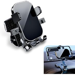 1 PC 360 Degree Rotation Dashboard Car Phone Holder, Silicon Clamp Car Phone Mount, Clip on Dashboard Cell Phone Holder, Compatible with 4-7 Inch Smartphone (Black)