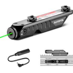 Hantoptik Green Green Tactical Liser Compatible مع Ml-Lok و Picatinny ، زاد مفتاح الضغط عن بُعد ، إخراج ليزر من فئة IIIA ≤5MW