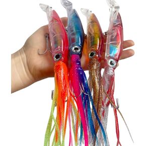 Fishing Lures Saltwater Large Simulation Squid Swimbait Topwater Lure Built in Lead Blocks Plastic Fishing Bait with Hooks Slow Sinking Bass Lure for Bass Trout Crappie