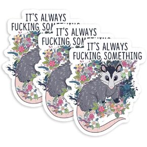 Set 3Pcs Stay Strapped Sticker Funny Opossum Cowboy Animals Cute Meme Humor Sticker Bookish Hard Hat Waterproof 3 Inches Die-Cut Vinyl for Water Bottle Laptop Phone for Friend Coworker Mom