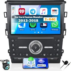 [2G+64G] Android 13 Car Stereo Radio for Ford Fusion Mondeo 2013-2018 with Wireless Carplay&Android Auto,9'' Car Radio with Mirror Link WiFi,GPS,Bluetooth,FM/RDS,HiFi,SWC,USB+AHD Backup Camera