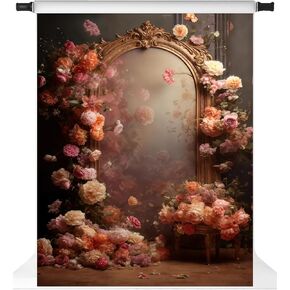 Kate Flower Frame Photo Backdrop Floral Portrait Photography Background Professional Photographic Studio Photoshoot Props,5x7ft