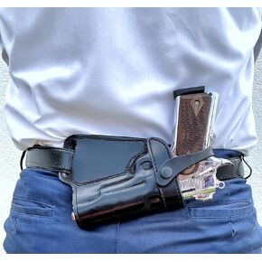 Ottoza Handmade Leather Gun Holster 1911 Holster Right Hand - SOB Holster for 1911 Gun Holster fits Most Models 1911 COLT- Kimber - Ruger and More Without Rail No:422