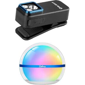 OLIGHT Oclip Pro EDC Flashlight Clip-on Rechargeable 500 Lumens Bundle Sphere Smart Night Light, 75 LMS Stepless Dimming Table Lamp