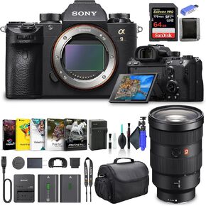 Sony Alpha a9 Mirrorless Digital Camera Body Only ILCE9/B, Sony FE 24-70mm Lens, 64GB Memory Card, NP-FZ-100 Battery, Corel Photo Software, Case, External Charger, Card Reader, and More