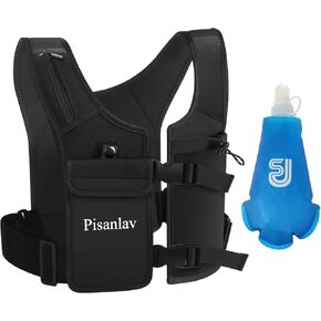 Waterproof Reflective Running Vest for 65kg+ with 500ml Hydration Bottle & Adjustable Phone Holder – Lightweight Chest/Waist Straps for Hands-Free Running, Hiking, Fitness, Climbing