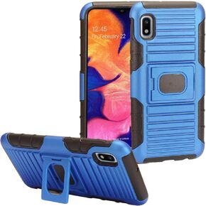 متوافق مع Samsung Galaxy A10e SM -A102 - Defender Hybrid Phone Case w/Stand/حزام مقطع الحافظة - ST5 أسود/أزرق