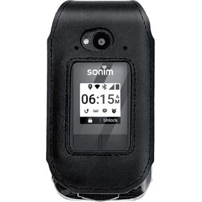 CBUS Fitted Leather Case with Rotating Belt Clip for Sonim XP3 Plus Black