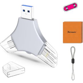 محرك أقراص USB 3.0 فلاش 64 جيجا بايت لجهاز iPhone ، 3in1 عصا تخزين حارس مرمى الصور الخارجي لالتقاط الصور/الفيديو/البيانات الاحتياطية ، v7.38high الإبهام محركات الإبهام لـ iPhone/iPad/Android/PC - Lava