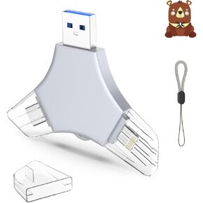 محرك أقراص USB 3.0 فلاش 64 جيجابايت لجهاز iPhone ، 3in1 عصا تخزين حارس مرمى صور الذاكرة الخارجي لالتقاط الصور/الفيديو/البيانات الاحتياطية ، V7.90HIGH