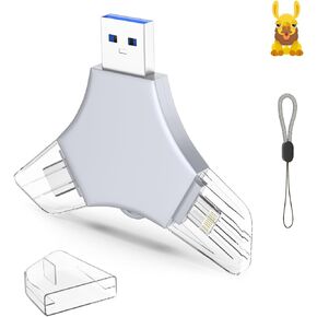 محرك أقراص USB 3.0 فلاش 64 جيجا بايت لجهاز iPhone ، 3in1 عصا تخزين حارس مرجعية صورة خارجي للتقاط الصور/الفيديو/البيانات الاحتياطية ، V7.82HIGH