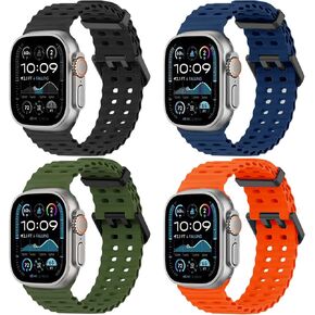Compatible for Apple Watch Ultra/Ultra 2 Band, Apple Watch Band 49mm 46mm 45mm 44mm 42mm Women Men, Soft Silicone Sport Ocean Strap for iWatch Series 10 9 8 7 6 5 4 3 2 1 SE