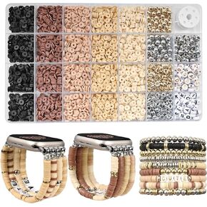 DIY Beaded Bracelet Compatible with Apple Watch Band 38/40/41/42/44/45/46/49mm, Elastic Stretchy Handmade Cute Straps Replacement for iWatch Series 10 9 8 7 6 5 4 3 2 1 SE Ultra 1/2 Women Men