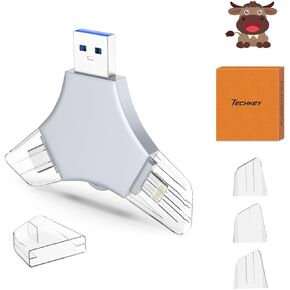 محرك أقراص USB 3.0 فلاش 64 جيجابايت لجهاز iPhone ، 3in1 عصا تخزين حارس صور الذاكرة الخارجي لالتقاط الصور/الفيديو/البيانات الاحتياطية ، محركات إبهام السرعة V9.02HIGH