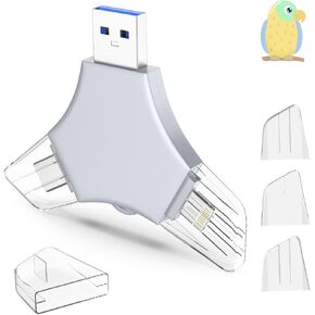 USB 3.0 Flash Drive 64gb for iPhone, 3in1 External Memory Picture Keeper Storage Stick for Photo/Video/Data Saver/Backup, V8.29High Speed Thumb Drives for iPhone/iPad/Android/PC - Topaz-Topaz