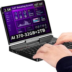 GPD Pocket 4 [AI 370-32GB+4TB] Modular Handheld Laptop PC Notebook 8.8" 2560x1600 Rotating Screen Tablet PC Computer Win 11 Home OS 180 Degrees Rotation AI PC
