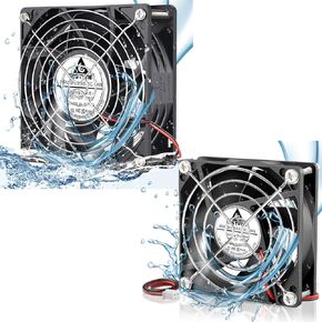 GDSTIME 12vdc Waterproof IP67 Fan Bundle, High Speed 120x38mm Fan with 80x25mm Fan, Dual Ball Bearing Brushless Computer Case Cooling Fan 2-Pin for DIY Cooling Ventilation Exhaust Projects