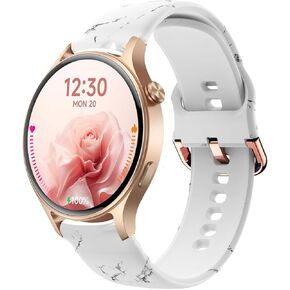 Bands Compatible with Fitpolo AR-01, Fashion Marble Adjustable Soft Silicone Colorful Pattern Quick Release Waterproof Replacement Wristband Straps for Fitpolo AR-01 1.3" Smartwatch White