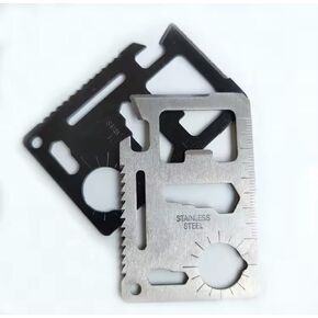 11-in-1 Mini Stainless Steel (Black) Survival Multi-Tool Card – Compact Outdoor Pocket Tool for Camping, Hiking, and Everyday Carry