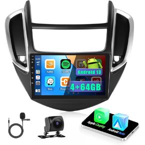 [4G+64G] Car Stereo for Chevrolet Chevy Trax 2014-2016, Wireless Carplay Android Auto, 9 Inch Android 13 1280 * 720 Touch Screen Car Radio with GPS DSP BT 5.0 WiFi FM RDS Radio Backup Camera Mic
