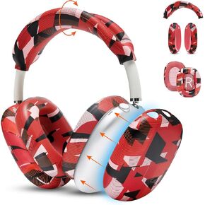WC Sweatz, Shellz, and Bandz Protective Covers Bundle for Airpods Max Headphones by Wicked Cushions | Red Prism