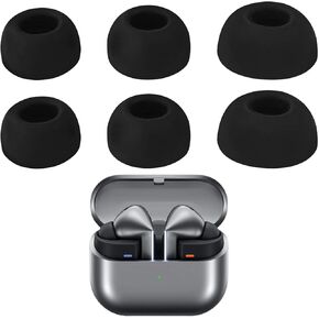 3 Pairs Galaxy Buds 3 Pro Ear Tips, Soft Silicone Washable Ear Tips, Compatible with Galaxy Buds 3 Pro 2024 SM-R630 Earbuds Tips Gels, Fit in Charging Case 3 Size Replacement Ear Tips, Black