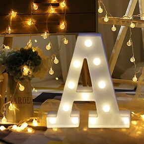 Amzure LED Marquee Letter Lights Sign D 26 Alphabet Light Up Letters Sign for Night Light Wedding Birthday Party Battery Powered Christmas Lamp Home Bar Decoration (D)