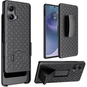 Case with Belt Clip Compatible with Motorola Moto Edge 5G 2024 Heavy Duty Shell Holster Combo Rugged Phone Cover with Kickstand with Screen Protector