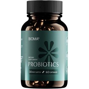 BIOMA Probiotics for Weight Management & Digestive Health, 3 in 1 Gut Health Probiotics and Prebiotics/Postbiotics, Slow Release Synbiotic Probiotic Capsules for Gut Health Multi Enzyme (60 Caps)