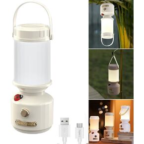 Rechargeable LED Mini Camping Light, Outdoor Portable Ladybug Decorated Cute Pony Light, Multi Functional Tent Light with 3 Modes of White Light, Warm Yellow Light, and Warm White Light.