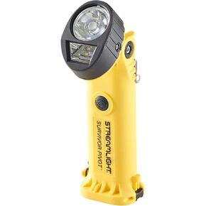 Streamlight 91810 Survivor Pivot 325-Lumen Right Angle Articulating Dual Beam Flashlight with Alkaline Batteries and Clip, Yellow