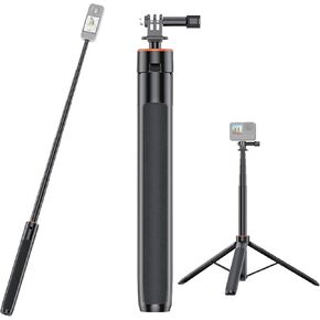 54"/1.4m Extendable Selfie Stick Tripod for Action Camera, Aluminum Alloy Materials 2-in-1 Camera Mount for Group Photos/Vlogging/Live Streaming for Insta360/GoPro/DJI Osmo ect