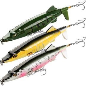 3 PCS Fishing Gear, Fishing Lures for Freshwater or Saltwater, Bass Bait with Multi-Jointed Metal, Sharp Gear Realistic Contours, Easy to Use for Family Beginner and Pros