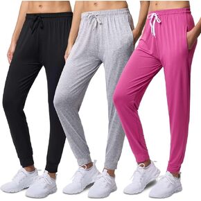 3 Pack: Women's Ultra-Soft Dry Fit Lounge Joggers Sweatpants Athletic Yoga Pants with Pockets (Available in Plus)