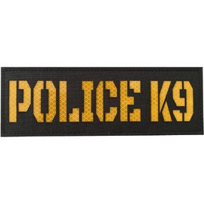 Reflective Police K9 Patch with Hook and Loop - Laser Cut (Yellow, 6X2 Inch)