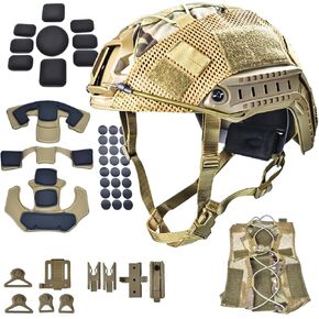 Airsoft Fast Helmet Set with Cover ，Tactical Paintball Helmet Internal Memory Foam Protective Pad Adjustable Size for Adult and Teenager
