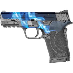 MightySkins Skin Compatible with Smith & Wesson M&P 9mm Shield EZ M2.0 - Blue Flames | Protective, Durable, and Unique Vinyl Decal wrap Cover | Easy to Apply | Made in The USA