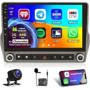 2+64G Radio for Chevrolet Chevy Camaro 2010-2015 Android 13 Car Stereo 9'' HD Touch Screen Compatible with CarPlay Android Auto AHD Backup Camera Mirror Link GPS WiFi DSP