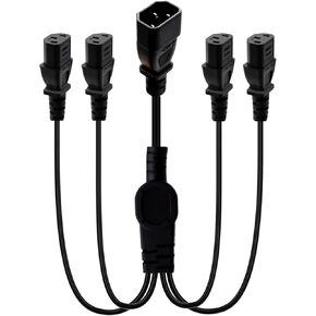 MOTONG 4 in 1 Heavy Duty Power Extension Y Splitter Cable, IEC 320 C14 Male to 4 IEC 320 C13 Female PDU Extension Power Cable Cord for Computer HDTV Monitor LED, 0.5M/1.64FT(1 to 4)