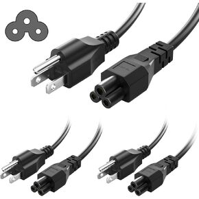 6FT(1.8M) 3 Prong Universal Mickey Mous AC Power Cord Laptop Power Cable Compatible with HP, Acer, Dell, Lenovo, Samsung, Asus Laptop Notebook, LG TV Vizio TV Power Cable Replacement, 3Pack