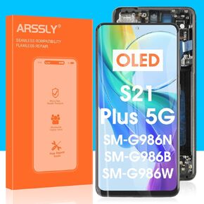 OLED for Samsung Galaxy S21 Plus LCD Screen Replacement - for Galaxy S21 Plus LCD Display SM -G996U G996B G996W Touch Screen Digitizer مجموعات إصلاح التجميع الكاملة (أسود مع إطار)