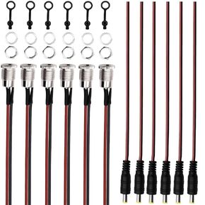 12 Pcs 5.5 x 2.1 mm DC Power Jack Adapter (6 x Male+6 x Female with Dustproof Plug Compatible with for Security Camera LED Strip Audio Connector Adapte