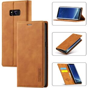 EYZUTAK Case for Samsung Galaxy S10, Vintage Classic Matte Leather Wallet Case Flip Notebook Style Cover with Magnetic Closure Kickstand Card Slots - Red