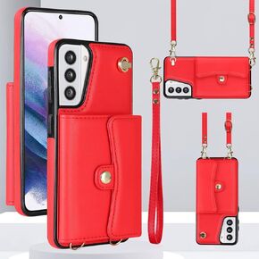 for Samsung Galaxy S21 Plus Case 6.7 Inch, Crossbody Purse Wristlet Shoulder Strap Trendy Protective Cover for Galaxy S21 Plus (Blue)