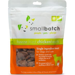 smallbatch Pets Premium Freeze-Dried Chicken Heart Treats for Dogs and Cats, 3.5 oz, Made and Sourced in The USA, Single Ingredient, Humanely Raise Meat, No Preservatives or Anything Artificial Ever
