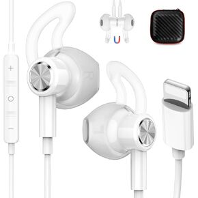 iMangoo for Lightning Headphones Wired MFi Certified Magnetic Earbuds Anti Drop Ear Buds Tips Corded Earphones with Microphone Volume Control for Apple iPhone 14 Plus 13 Pro Max 12 Mini 11 XS XR