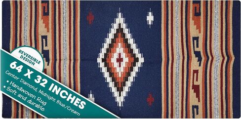 Boho Southwest Area Rug - Washable Bohemian Runner - Western Carpet - Rustic Rugs for Living Room, Outdoor Area, Bedroom, Decor, Kitchen & More (Center Diamond, 20x40 Inches, Cream/Black) in Saudi Arabia